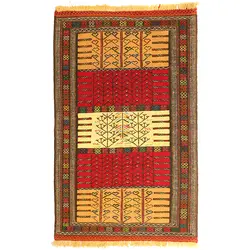 گلیم خراسان دستبافت دو متری مدل کردی کد 410362 | گره کارپت