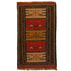 گلیم دستبافت مدل تمام بافت خراسان کد 4103504 | گره کارپت