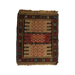 گلیم دستبافت مدل سفره کردی کد 410771 | گره کارپت