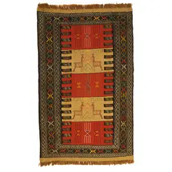 گلیم خراسان دستبافت مدل سفره کردی کد 4103516 | گره کارپت