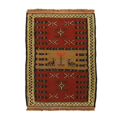 گلیم خراسان دستبافت نیم متری مدل سفره کردی کد 4010876 | گره کارپت