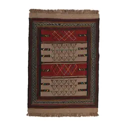 گلیم خراسان دستبافت یک و نیم متری مدل سفره کردی کد 4010953 | گره کارپت