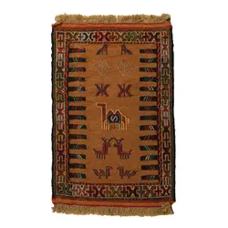 گلیم خراسان دستبافت نیم متری مدل سفره کردی کد 4010889 | گره کارپت