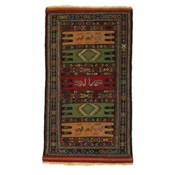 گلیم دستبافت دو متری مدل سفره کردی کد 4020443 کد 4020443 | گره کارپت