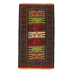 گلیم دستبافت دو متری مدل سفره کردی کد 4020463 کد 4020463 | گره کارپت