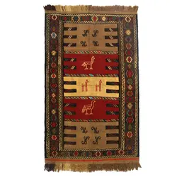 گلیم دستبافت یک و نیم متری مدل سفره کردی کد 40204106 کد 40204106 | گره کارپت