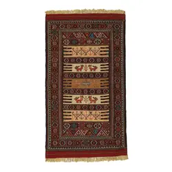 گلیم دستبافت دو متری مدل سفره کردی کد 4020458 کد 4020458 | گره کارپت