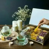تی بگ برنجی شیشه ای باکس پذیرایی شیشه ای