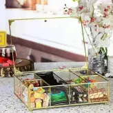 تی بگ برنجی شیشه ای باکس پذیرایی شیشه ای