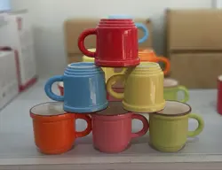 شات قهوه خوری رنگی شیار دار