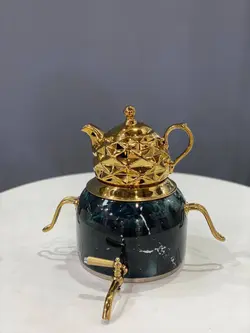 کتری قوری برندFR طرح سنگ ظرفیت ۶لیتری کفه چدن قوری چینی