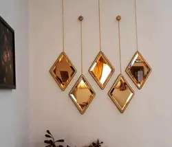 آینه دکوراتیو آویز 5 تکه لوزی