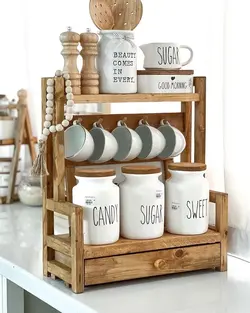 استند چوبی آویز دار آشپزخانه استند اطلس