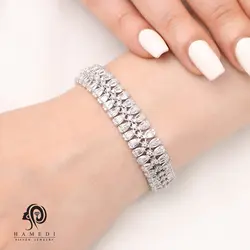 دستبند نقره زنانه جواهری مجلسی مدل BI S5