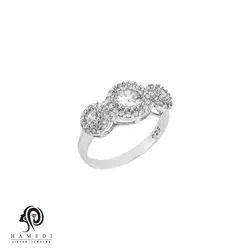 انگشتر نقره زنانه سه تخمه مدل RI R76