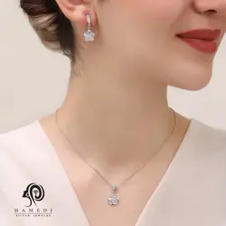 نیم ست نقره زنانه جواهری طرح گل مدل NI A5
