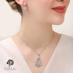 نیم ست نقره زنانه جواهری مدل NI F10