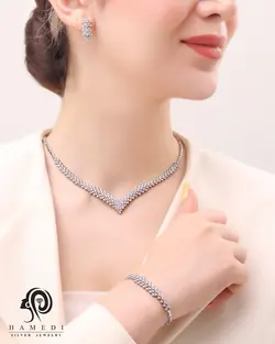 سرویس نقره زنانه جواهری مجلسی مدل SI B38