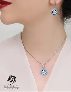 نیم ست چشم نظر نقره زنانه مدل NI B42