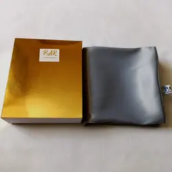 روبالشی ساتن ابریشم خاکستری سیر یک جفت