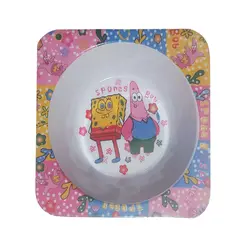 بشقاب و کاسه طرح باب اسفنجی مجموعه 2 عددی