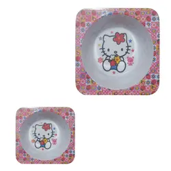 بشقاب و کاسه طرح کیتی مجموعه 2 عددی