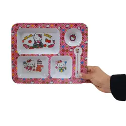 ست 4 تکه ظرف غذا کودک طرح Hello Kitty