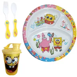سرویس 4 تکه ظرف کودک مدل باب اسفنجی | چند رنگ | گارانتی اصالت و سلامت فیزیکی کالا