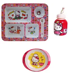 سرویس غذا خوری 3 پارچه کودک طرح کیتی  | چند رنگ | گارانتی اصالت و سلامت فیزیکی کالا