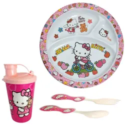 سرویس غذا خوری 4 پارچه کودک طرح کیتی کد Rbay1 | چند رنگ | گارانتی اصالت و سلامت فیزیکی کالا