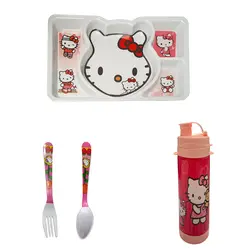 سرویس غذا خوری 4 پارچه کودک طرح کیتی کد Rbay444 | چند رنگ | گارانتی اصالت و سلامت فیزیکی کالا