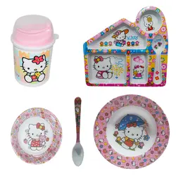 سرویس غذا خوری 5 پارچه کودک طرح کیتی کد Rbay | صورتی | گارانتی اصالت و سلامت فیزیکی کالا