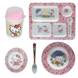 سرویس غذا خوری 5 پارچه کودک طرح کیتی کد Rbay11 | صورتی | گارانتی اصالت و سلامت فیزیکی کالا