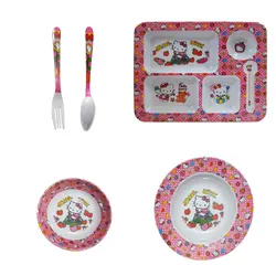 سرویس غذا خوری 5 پارچه کودک طرح کیتی کد Rbay5 | چند رنگ | گارانتی اصالت و سلامت فیزیکی کالا