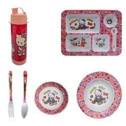 سرویس غذا خوری 6 پارچه کودک طرح کیتی کد Rbay666 | چند رنگ | گارانتی اصالت و سلامت فیزیکی کالا