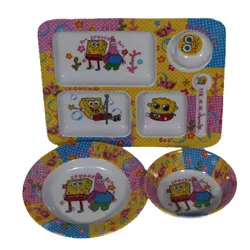 ظرف غذای کودک مدل باب اسفنجی مجموعه سه عددی