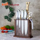 سرویس کارد و ساطور سافینوکس همراه با تخته گوشت رنگ سفید