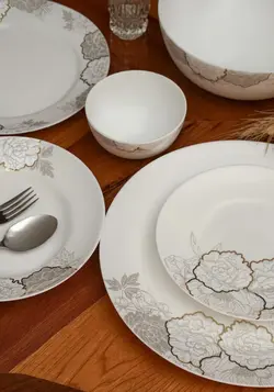 سرویس آرکوپال ۶ نفره ۲۶ پارچه قالب بن (Bone) طرح گلسا طلایی گلدن اپال