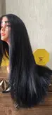 کلاه گیس بلند زنانه مشکی پر کلاغی الیاف درجه یک (کد:20024)
