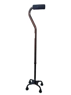 عصا چهار پایه طبی دستگیره اسفنجی S شکل برند Brio