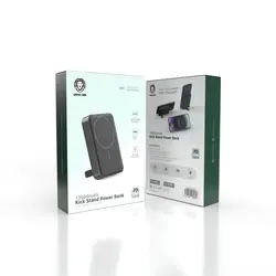 پاوربانک کیک استند با شارژر مگ سیف گرین Green 10000mAh kick stand Powerbank with magsafe charger
