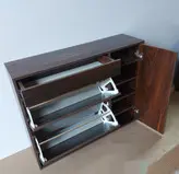 جا کفشی رنگ قهوه ای دو طبقه کلنگی (داشبوردی) یراق ترک کشو دار و کمد طبقاتی