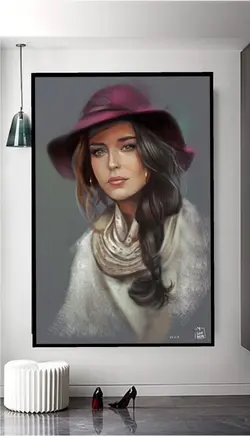 تابلو عکس نقاشی دختر کابوی mg630، خریدبالای 189900 تومان*ارسال رایگان است*
