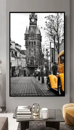 تابلو عکس ماشین قدیمی باتم نارنجی، خریدبالای 189900 تومان * ارسال رایگان است*