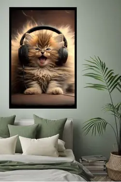 تابلو عکس گربه ملوس موزیکال mg824، خریدبالای 189900 تومان*ارسال رایگان است*