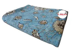 روفرشی مخمل ابریشم هشت ژاکارد شرکت حریران مدل افشان رنگ آبی فیروزه ای