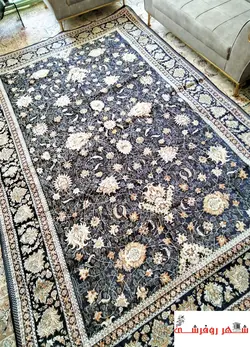 روفرشی مخمل ابریشم هشت ژاکارد شرکت حریران مدل افشان رنگ سرمه ای