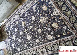 روفرشی مخمل ابریشم هشت ژاکارد شرکت حریران مدل افشان رنگ سرمه ای