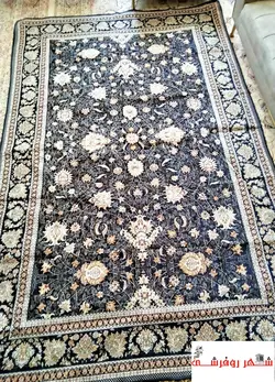 روفرشی مخمل ابریشم هشت ژاکارد شرکت حریران مدل افشان رنگ سرمه ای