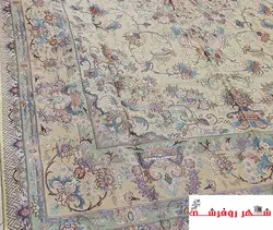 روفرشی یزدی مخمل ابریشم شرکت اقبال رنگ کرم  کد 240